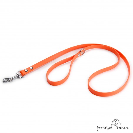 Correa Paseo Biothane Beta con Herrajes de Níquel Naranja para perros