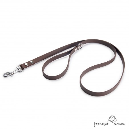 Correa Paseo Biothane Beta con Herrajes Níquel Chocolate para perros