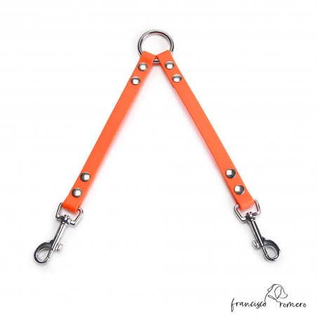 Amarre dos perros Biothane Beta Naranja
