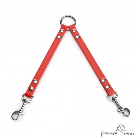 Amarre dos perros Biothane Beta Rojo