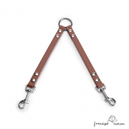 Amarre dos perros Biothane Beta Marrón