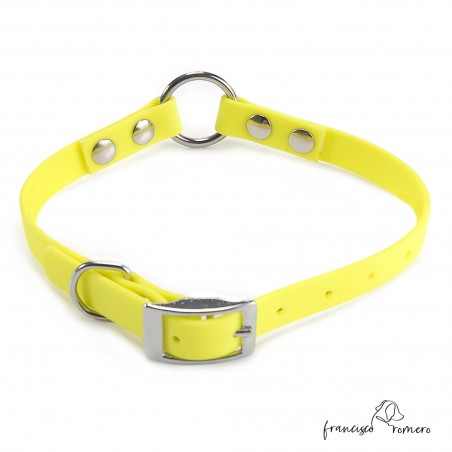 Collar Biothane Beta con Anilla Central Amarillo