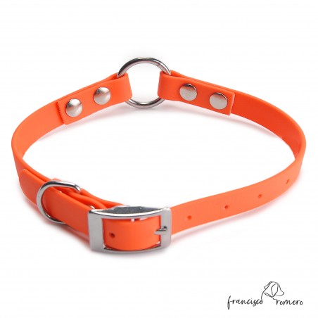 Collar Biothane Beta con Anilla Central Naranja