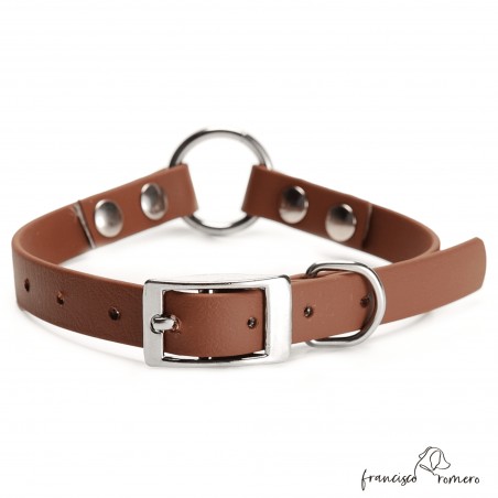 Collar Biothane Beta con Anilla Central Marrón