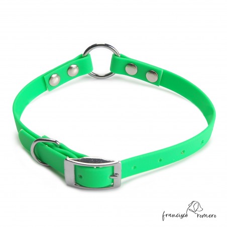 Collar Biothane Beta con Anilla Central Personalizado Verde