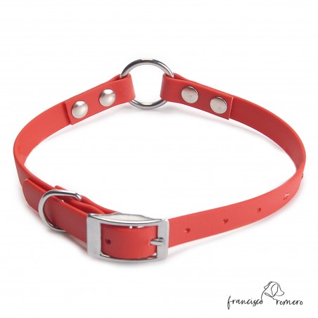 Collar Biothane Beta con Anilla Central Personalizado Rojo