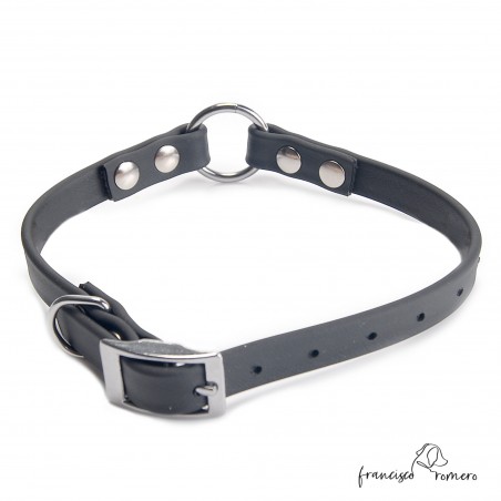 Collar Biothane Beta con Anilla Central Personalizado Negro