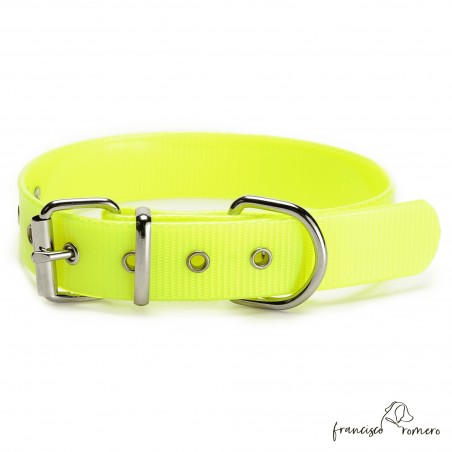 Collar Biothane Gold ancho cinta 2,5 cm hebilla rulo Amarillo