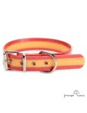 Collar Biothane Gold 2,5 cm hebilla rulo Bandera España para perro