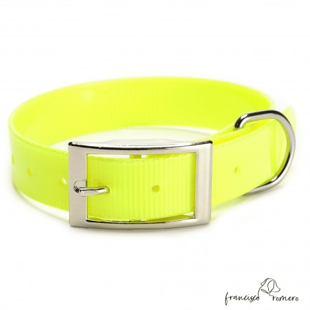 Collar Biothane Gold ancho cinta 2,5 cm hebilla alemana Amarillo