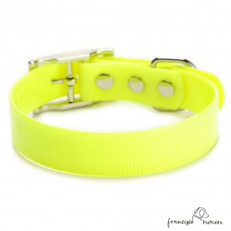 Collar Biothane Gold ancho cinta 2,5 cm hebilla alemana Amarillo