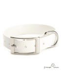 Collar Biothane Gold ancho 2,5 cm hebilla alemana Blanco para perro