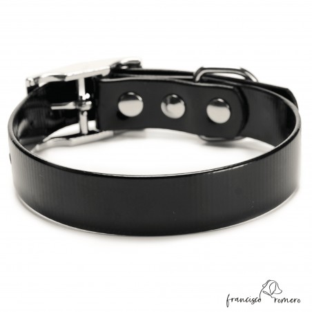 Collar Biothane Gold ancho cinta 2,5 cm hebilla alemana Negro