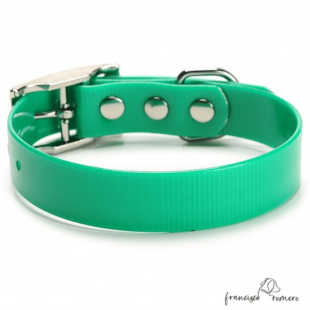 Collar Biothane Gold ancho cinta 2,5 cm hebilla alemana Verde