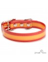Collar Biothane Gold 2,5 cm hebilla alemana Bandera España para perro