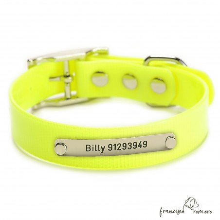 Collar Biothane Gold ancho 2,5 cm hebilla alemana Personalizado Amarillo