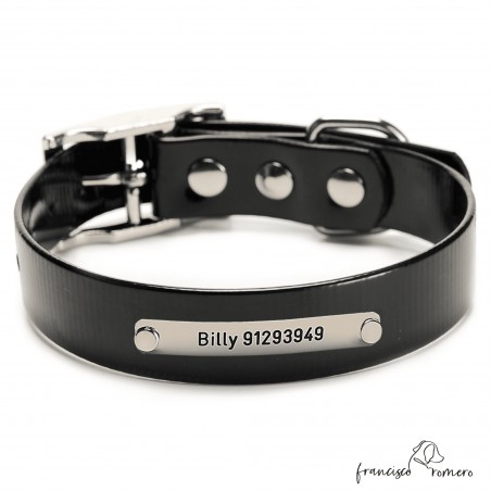 Collar Biothane Gold ancho 2,5 cm hebilla alemana Personalizado Negro