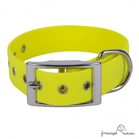 Collar Biothane Beta ancho cinta 2,5 cm Amarillo para perro