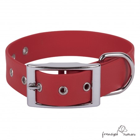 Collar Biothane Beta ancho cinta 2,5 cm Rojo para perro