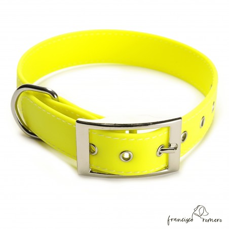 Collar Biothane Beta ancho cinta 2,5 cm Personalizado con costura amarillo 1.2