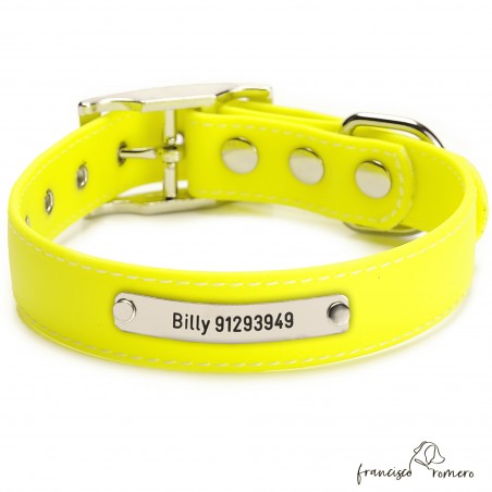 Biothane Beta ancho cinta 2,5 cm con costura Personalizado Amarillo