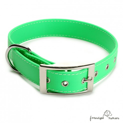 Collar Biothane Beta ancho cinta 2,5 cm con costura personalizado verde 1.2