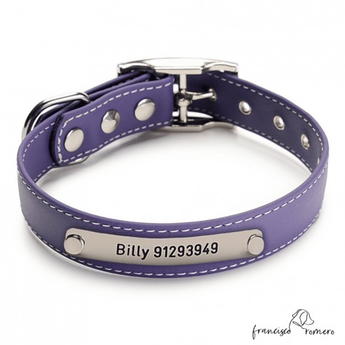 Collar Biothane Beta ancho cinta 2,5 cm con costura Personalizado violeta 1.1