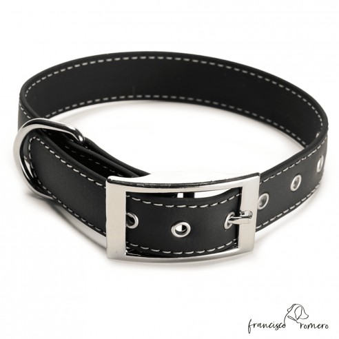 Collar Biothane Beta ancho cinta 2,5 cm con costura personalizado negro 1.2