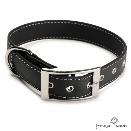 Collar Biothane Beta ancho cinta 2,5 cm con costura personalizado negro 1.2