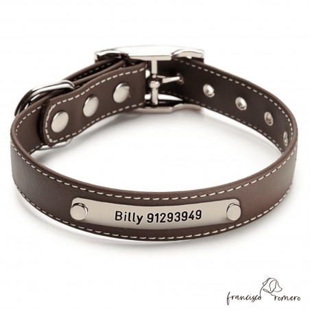 Collar Biothane Beta ancho cinta 2,5 cm con costura Personalizado chocolate 1.1