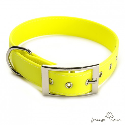 Collar Biothane Beta ancho cinta 2,5 cm con costura amarillo 1.3