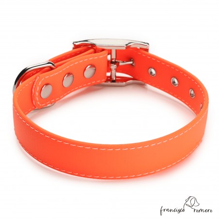Collar Biothane Beta ancho cinta 2,5 cm con costura naranja 1.4