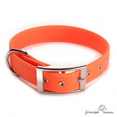 Collar Biothane Beta ancho cinta 2,5 cm con costura naranja 1.3