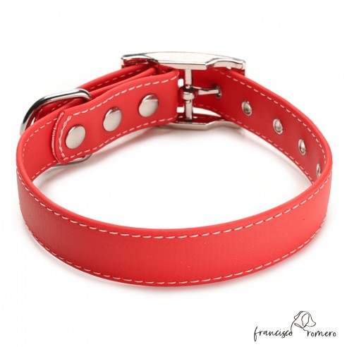 Collar Biothane Beta ancho cinta 2,5 cm con costura rojo 4