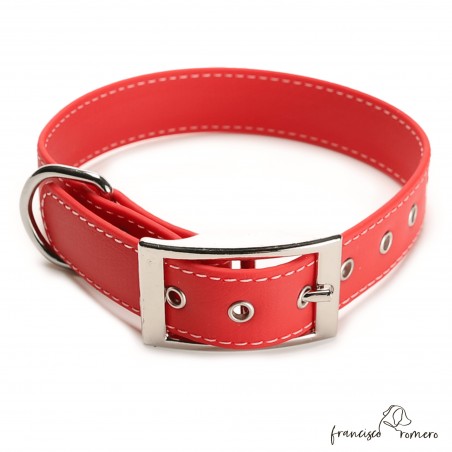 Collar Biothane Beta ancho cinta 2,5 cm con costura rojo 3