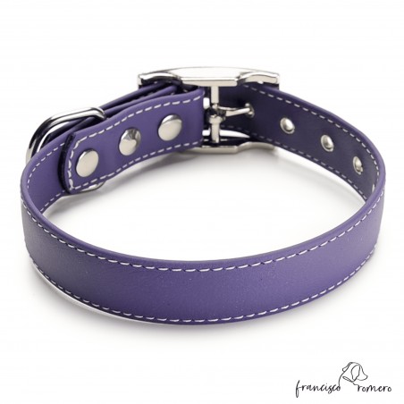 Collar Biothane Beta ancho cinta 2,5 cm con costura violeta 4
