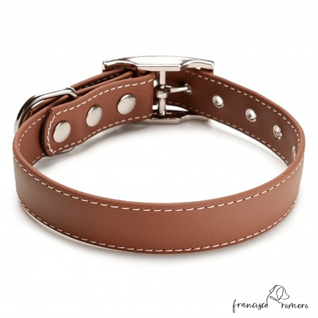 Collar Biothane Beta ancho cinta 2,5 cm con costura marrón 4