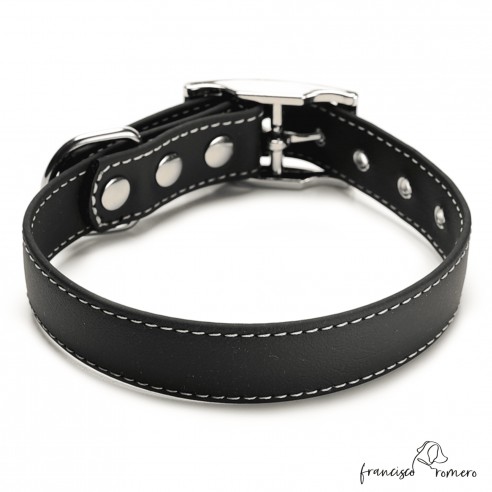 Collar Biothane Beta ancho cinta 2,5 cm con costura negro 4
