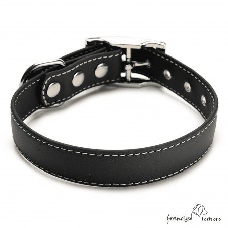 Collar Biothane Beta ancho cinta 2,5 cm con costura negro 4