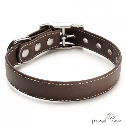 Collar Biothane Beta ancho cinta 2,5 cm con costura chocolate 4