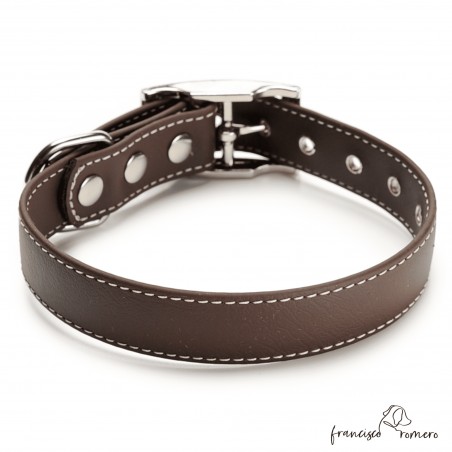 Collar Biothane Beta ancho cinta 2,5 cm con costura chocolate 4