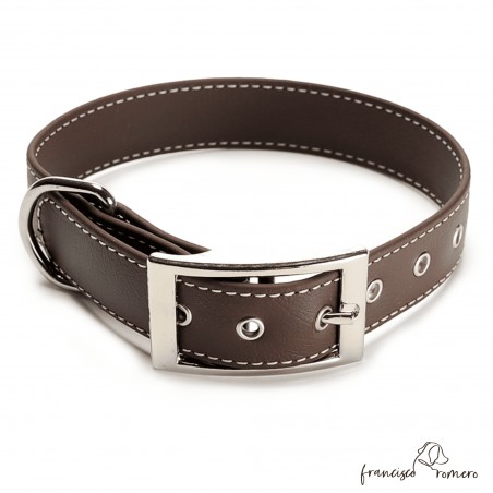 Collar Biothane Beta ancho cinta 2,5 cm con costura chocolate 3