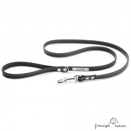 Correa de Paseo Biothane Beta con costura Personalizada Negra 1