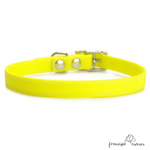 Collar Biothane Beta ancho cinta 1,6 cm con costura Amarillo 3