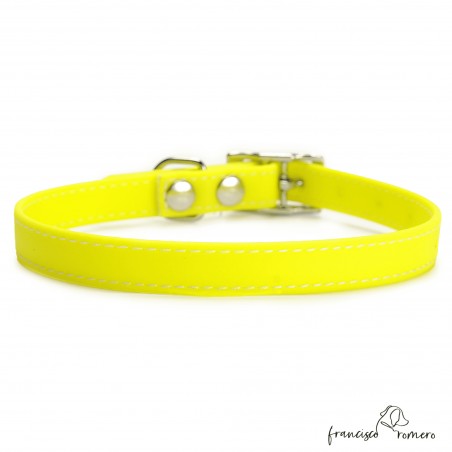 Collar Biothane Beta ancho cinta 1,6 cm con costura Amarillo 3