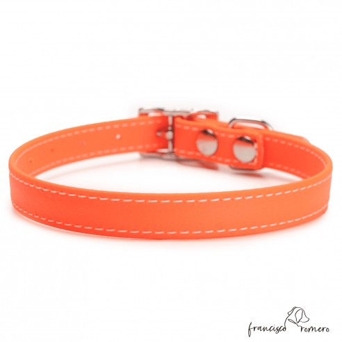 Collar Biothane Beta ancho cinta 1,6 cm con costura Naranja 3