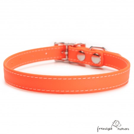 Collar Biothane Beta ancho cinta 1,6 cm con costura Naranja 3
