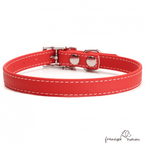 Collar Biothane Beta ancho cinta 1,6 cm con costura Rojo 3