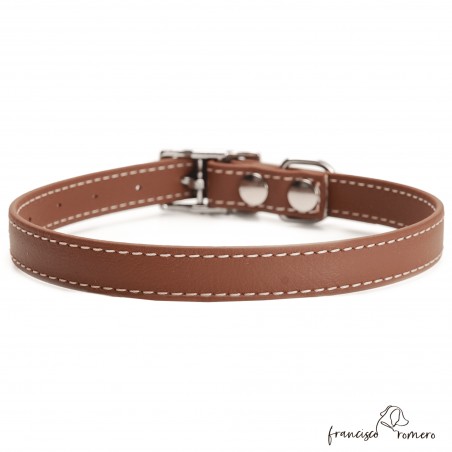 Collar Biothane Beta ancho cinta 1,6 cm con costura Marrón 3