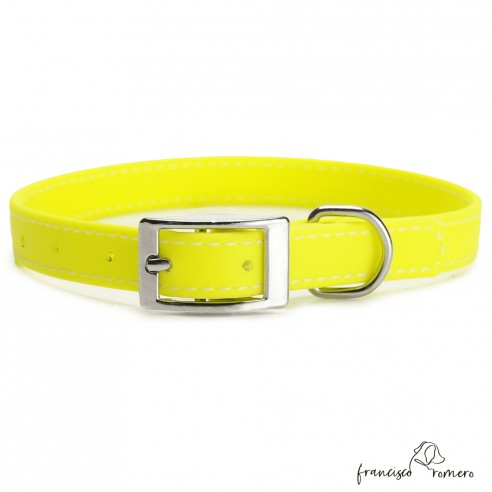 Collar Biothane Beta ancho cinta 1,6 cm con costura Personalizado Amarillo 3